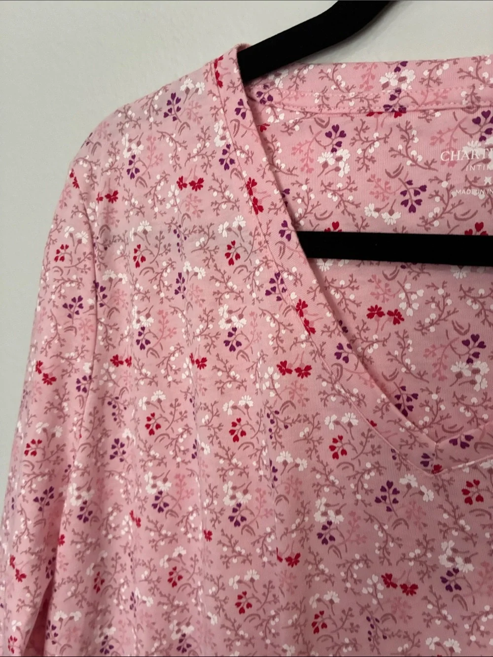 Charter Club Pink Floral Long Sleeve Nightgown